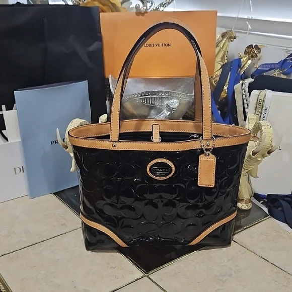 Coach Black and Tan Tote Bag - Picture 1 of 16